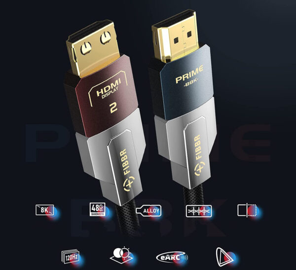 Kabel HDMI FIBBR 8K 60 Hz, 4K 120 Hz, HDR, eARC, 10 m, PS5, projektor - obrazek 4