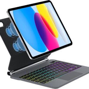 Klawiatura z etui SENGBIRCH do iPad 10 10.9 cala QWERTZ podświetlana czarna