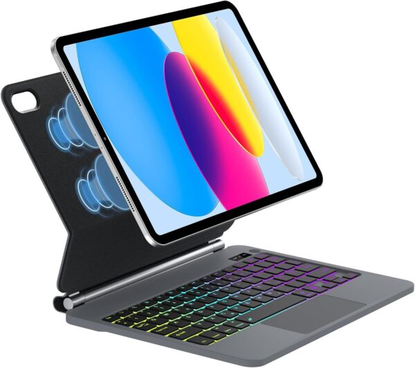 Klawiatura z etui SENGBIRCH do iPad 10 10.9 cala QWERTZ podświetlana czarna