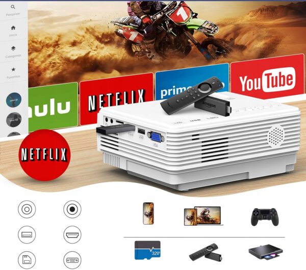 Miniprojektor AKATUO 5G WiFi, XR21, Bluetooth, Full HD 1080p, 10000Lm - obrazek 3