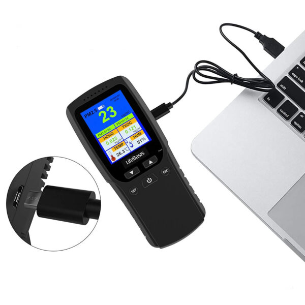 Cyfrowy detektor LifeBasis HCHO PM2.5 PM1.0 przenośny miernik jakości powietrza LCD - obrazek 3