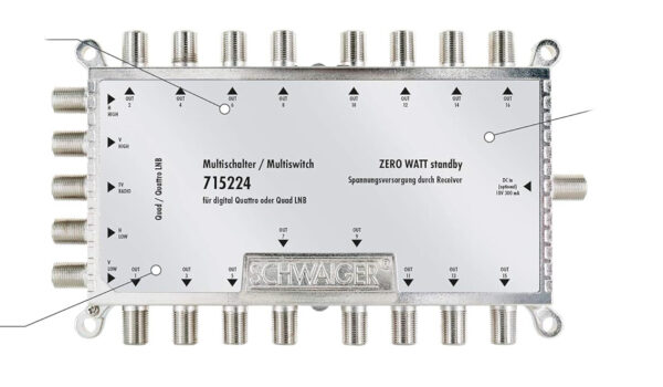 Rozdzielacz SCHWAIGER 715224 SAT splitter z 16 wyjściami do dystrybucji sygnału satelitarnego w budynkach - obrazek 2