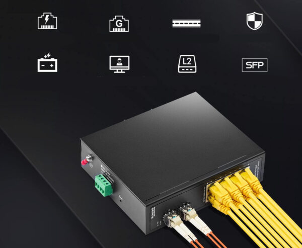 Przełącznik 8-portowy MokerLink PoE DIN-Rail IND-G082GSPM 2 porty SFP IP40 - obrazek 5