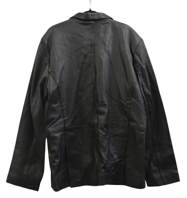 Męska skórzana kurtka sportowa Aviatrix EAQQ, czarna, 2 guziki, 2XL, EUR 54 - obrazek 2