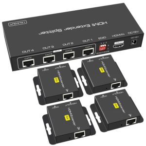 VEDINDUST HDMI Extender 1x4 50m, obsługuje EDID 1080p POC, Tendak