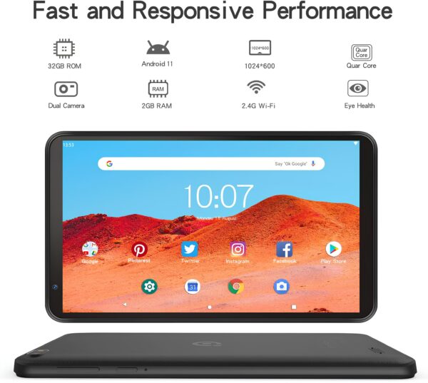 Tablet PRITOM 7 cali 32 GB - Android 11HD IPS, podwójny aparat, WiFi, Bluetooth - obrazek 6