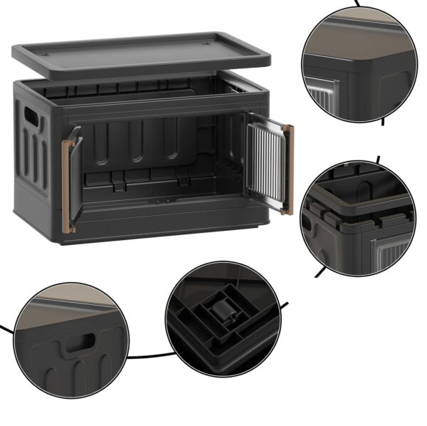 Plastikowe pudełko do przechowywania HAIXIN 32 L, 6 sztuk, czarne - obrazek 7