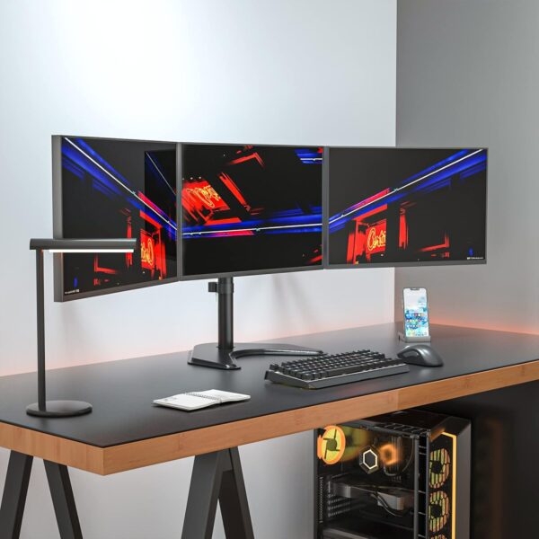 UŻYWANE Stojak na 3 monitory do 27" WALI MF003 regulowany wolnostojący udźwig 22 lbs, czarny - obrazek 6