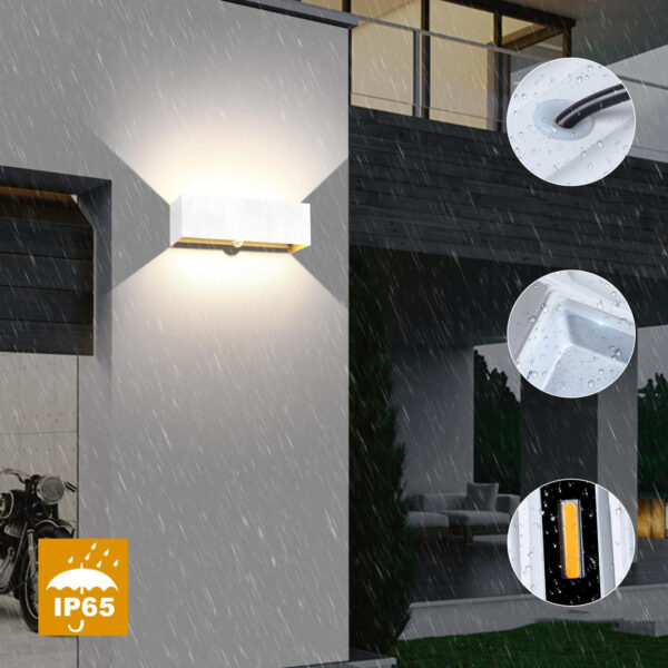Kingwen Lampa ścienna z czujnikiem ruchu 30W, 3000K, IP65, biała - obrazek 5