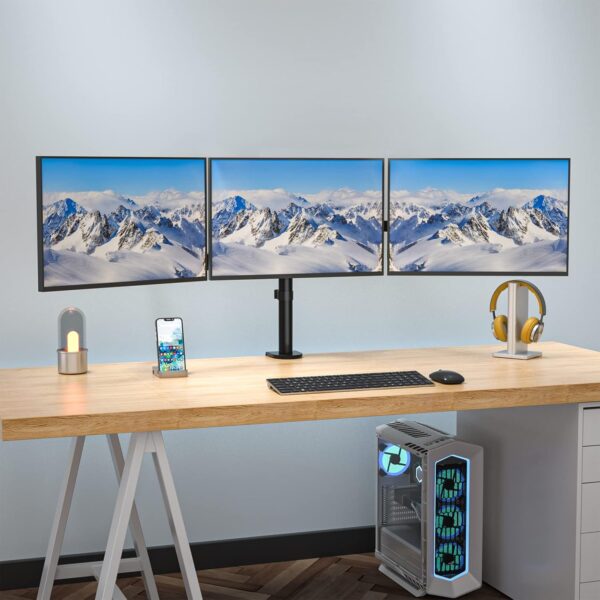 Uchwyt do 3 monitorów 24" WALI M003S regulowany 7 kg na ramię czarny - obrazek 8