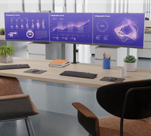 Stojak na trzy monitory BONTEC MDM003, 13-24'', do 10 kg uchwyt biurkowy z regulacją wysokości - obrazek 6