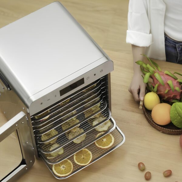 Dehydrator do suszenia owoców RESTEQ, 400 W, 10 półek, stal nierdzewna - obrazek 4