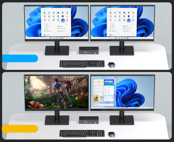 UŻYWANY Przełącznik KVM HDMI 4K120Hz 2PC 2 monitory 8K 4xUSB3.0 z kablami - obrazek 6