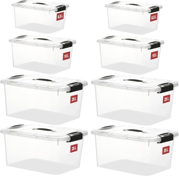 Zestaw 8 pojemników Greentainer, 25l x 4, 10l x 2, 6,5l x 2