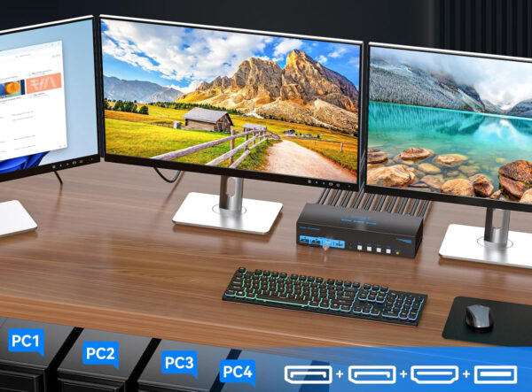 Przełącznik KVM AILVLVNG VP-SW345 4K144Hz/8K60Hz 4xPC 3xMonitor 4xUSB 3.0 POWYSTAWOWY - obrazek 6
