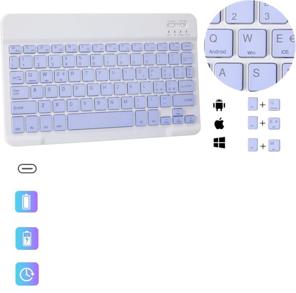 Etui z klawiaturą Jeloyutek dla Xiaomi Pad 6 11 cali, fioletowe - obrazek 4