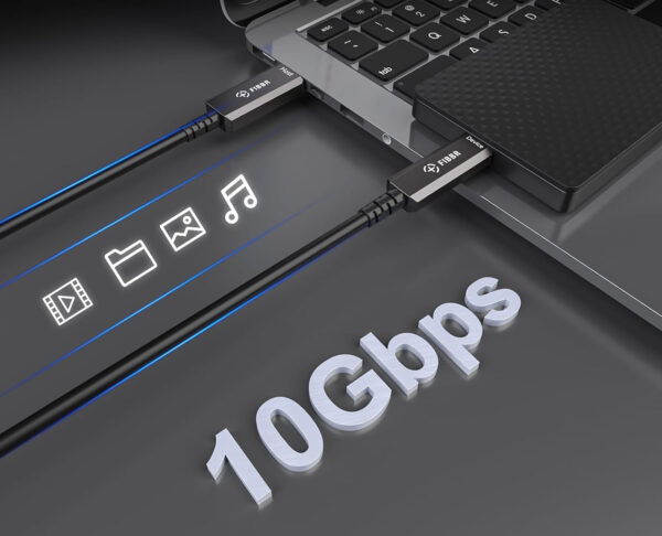 Kabel optyczny FIBBR USB3.2, 10Gbps USB A - USB C 15 m przewód do przesyłu danych z dużą prędkością - obrazek 5