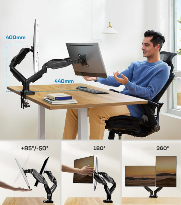 Stojak na dwa monitory HUANUO HNDS6 13-32 cale uchwyt VESA 75/100 mm - obrazek 4