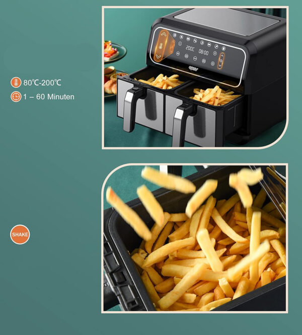 Frytownica dwustrefowa Innsky IS-AF008, 1700W, 4L+4L, do 200C, 8 programów - obrazek 5