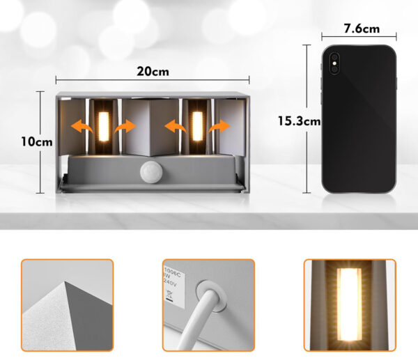 Zewnętrzna lampa CELAVY CE-1006C LED z czujnikiem ruchu lampa elewacyjna wodoodporna do ogrodu - obrazek 5