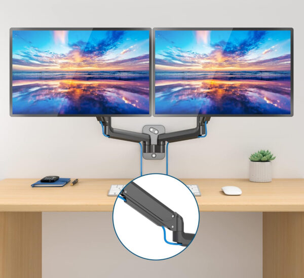 Uchwyt na dwa monitory BONTEC GWM02, 13-27" do 8 kg, 75/100 mm - obrazek 5