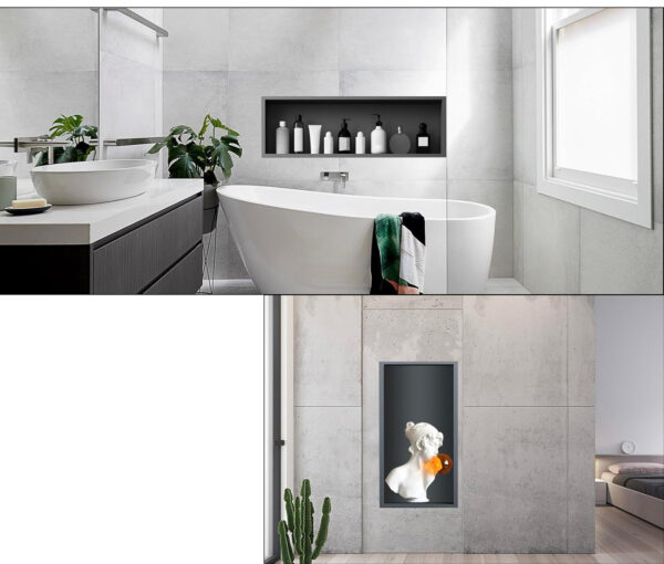USZKODZONY Wpuszczana wnęka prysznicowa Julymoda 30×60×10 cm czarna - obrazek 6