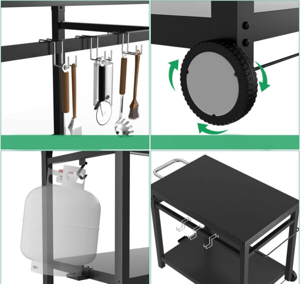 Stół do grilla ze stali nierdzewnej WELL GRILL, nośność 65 kg, czarny - obrazek 2