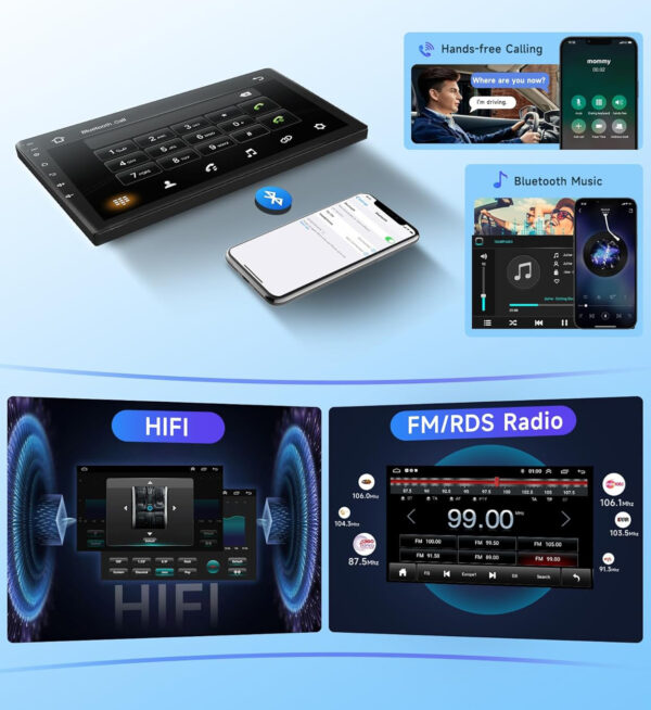 Radio samochodowe podofo 10'' Carplay Android dla Toyoty/Peugeota/Citroena Powystawowe - obrazek 4