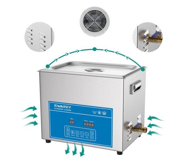 Cyfrowy ultradźwiękowy środek czyszczący SWAREY 15L 360W do czyszczenia narzędzi i części precyzyjnych - obrazek 6