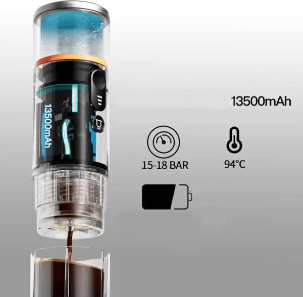 Przenośny ekspres do espresso CONQUECO PCM020B, 12V, 13500 mAh, Powystawowy - obrazek 5