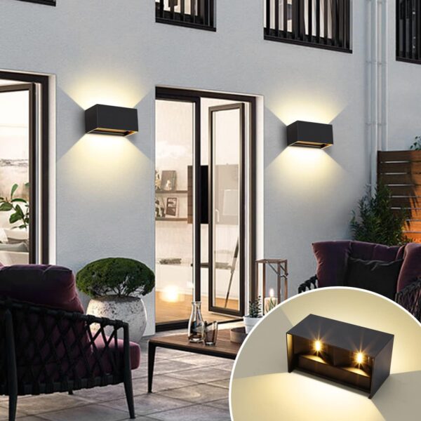 POWYSTAWOWY LED kinkiet Kingwen, 20 W, 3000 K, IP65, czarny, zestaw 2 szt. - obrazek 2
