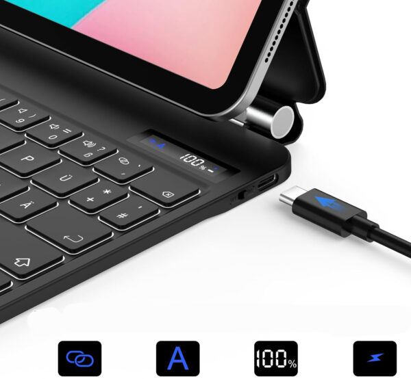 Etui z klawiaturą GOOJODOQ A1895 Pro do iPada Pro 11/iPad Air 5/4, czarne Powystawowy - obrazek 4