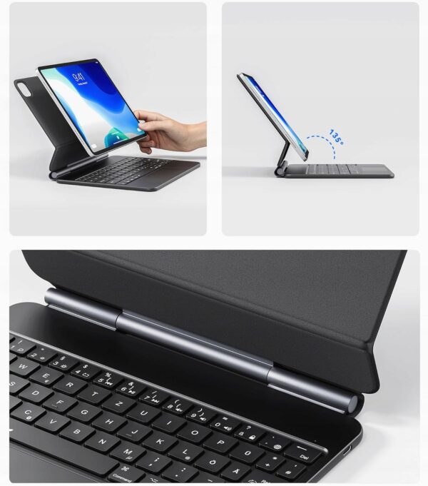 Etui Earto do iPada Air 5 z klawiaturą QWERTZ, 7-kolorowym podświetleniem iPad 11 Pro - obrazek 3