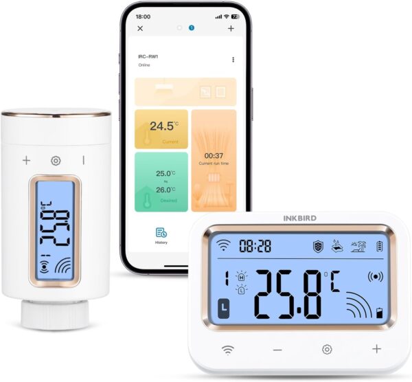 Termostat grzejnika INKBIRD Smart IRC-RW1 WiFi 11 programów alarm temperatury blokada dziecka