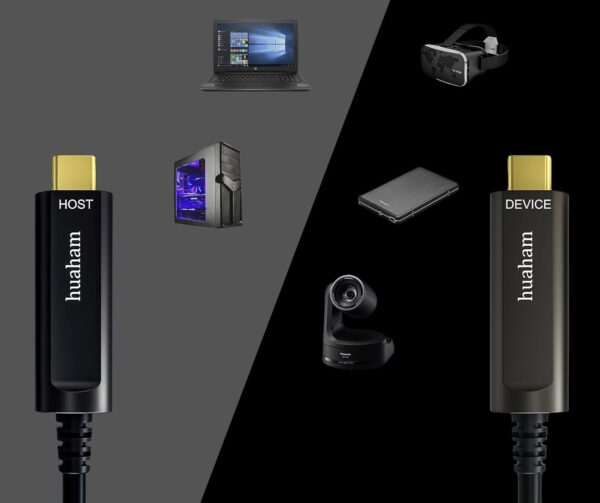 Kabel światłowodowy Huaham USB C do USB C USB 3.1, 10 Gb/s, do 50 stóp 15m - obrazek 3