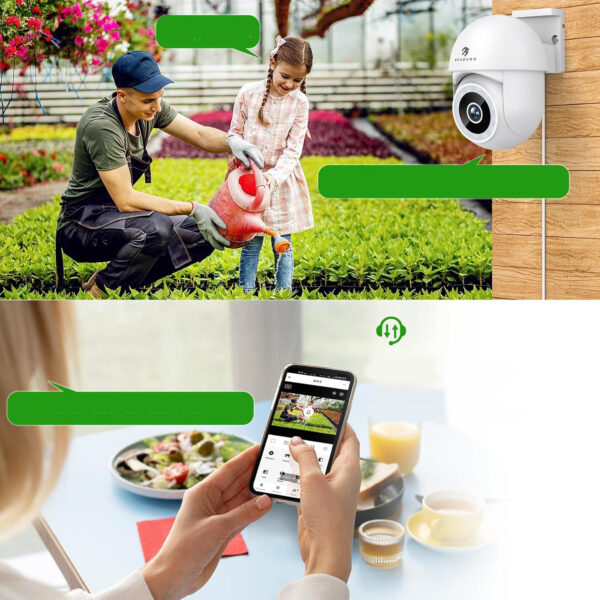 Zewnętrzna smart kamera Menborn G12, 2.5K/4MP, 360°, nocne LED, 2 szt - obrazek 4