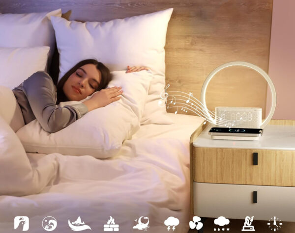 blonbar Lampa Nocna z Budzikiem i Ładowarką Bezprzewodową 10W - obrazek 3