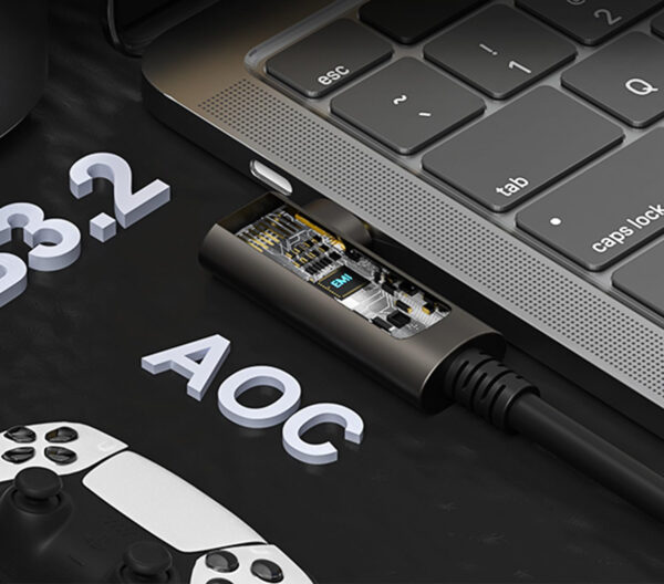 Kabel USB-C światłowodowy GeoHN.G 15m 90° 10Gb/s do VR AR Quest 2 - obrazek 3
