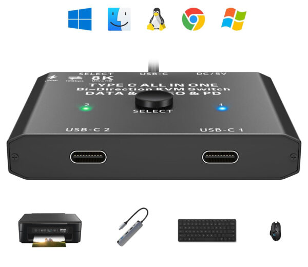 Przełącznik KVM YOUTINGHDAV C201, 100 W, 5 V, 7,5 x 6 x 1 cm, nie zestaw - obrazek 2