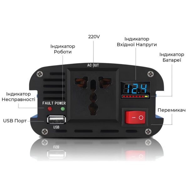 Przetwornica napięcia KME 500, falownik samochodowy na 500W (12V-220V) - obrazek 5