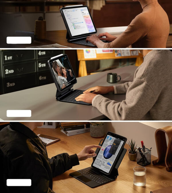Etui z klawiaturą ESR 6B014A, QWERTZ, do iPad Air 11 cali M2 2024, antracyt - obrazek 3
