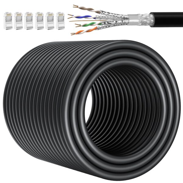 Kabel Ethernet 60m Cat 7 SFTP 10Gbps 600MHz do sieci LAN czarny