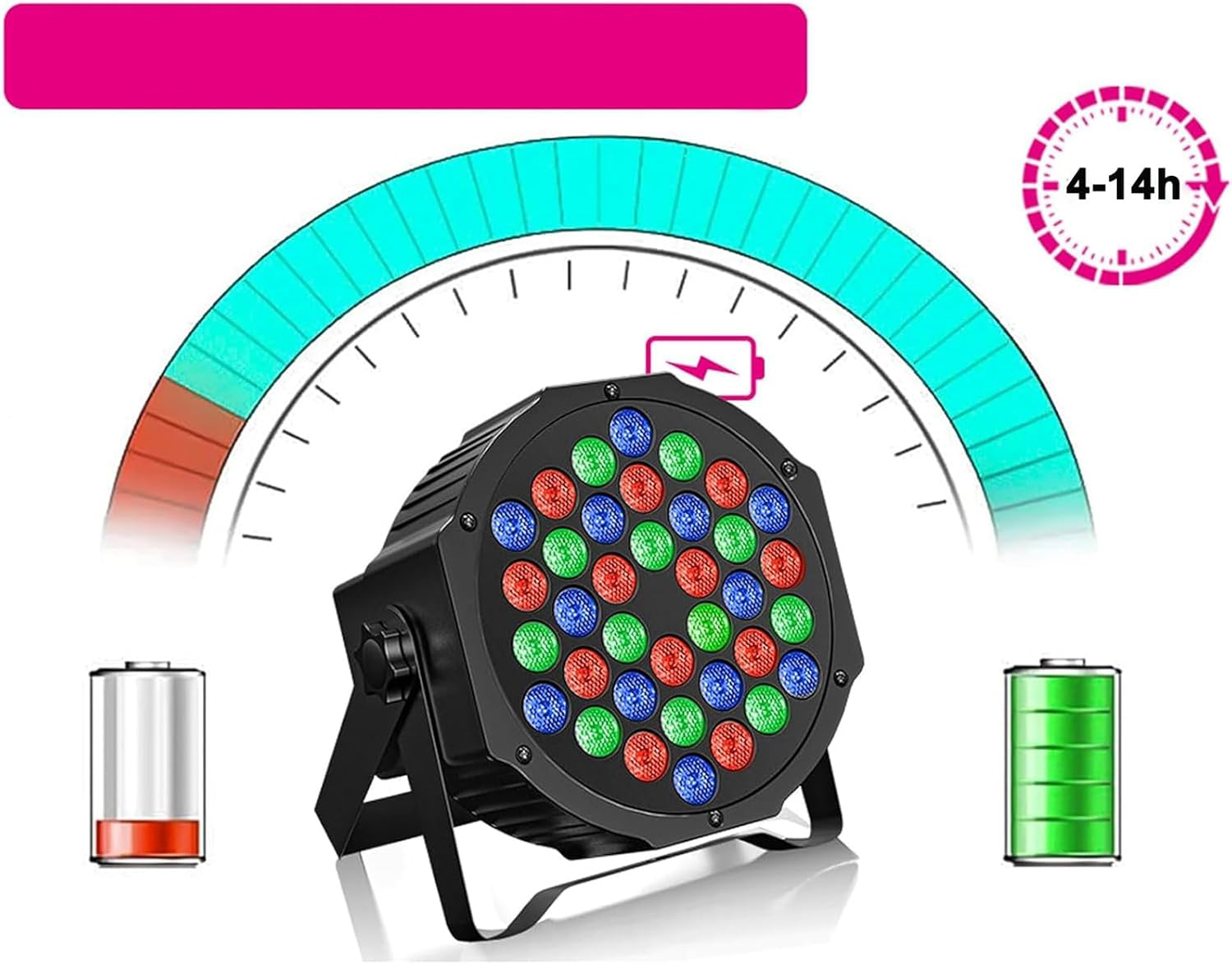 Lampy LED Disco RGB ZQ01104 oświetlenie dyskotekowe 7 trybów zestaw 4 szt. - obrazek 3