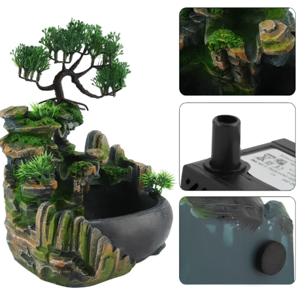 Stołowy wodospad Bonsai Feng Shui RESTEQ z oświetleniem i mgłą - obrazek 5