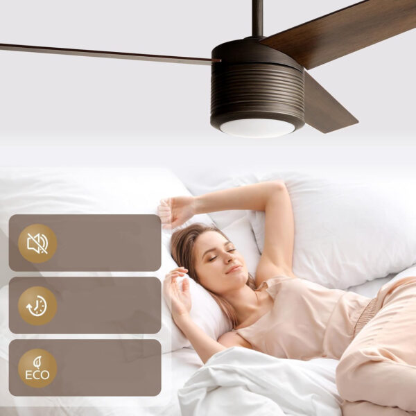 Wentylator sufitowy Reiga cichy 52 cale LED 3 łopaty z pilotem - obrazek 5