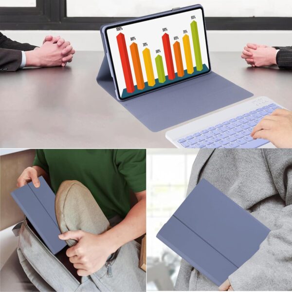 Etui z klawiaturą Jeloyutek dla Xiaomi Pad 6 11 cali, fioletowe - obrazek 6