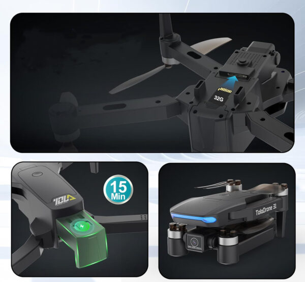 Powystawowy Dron FPV Toladrone TD31 5G WiFi 4K 200 metrów z kamerą HD i zdalnym sterowaniem do zdjęć lotniczych i nagrań - obrazek 7