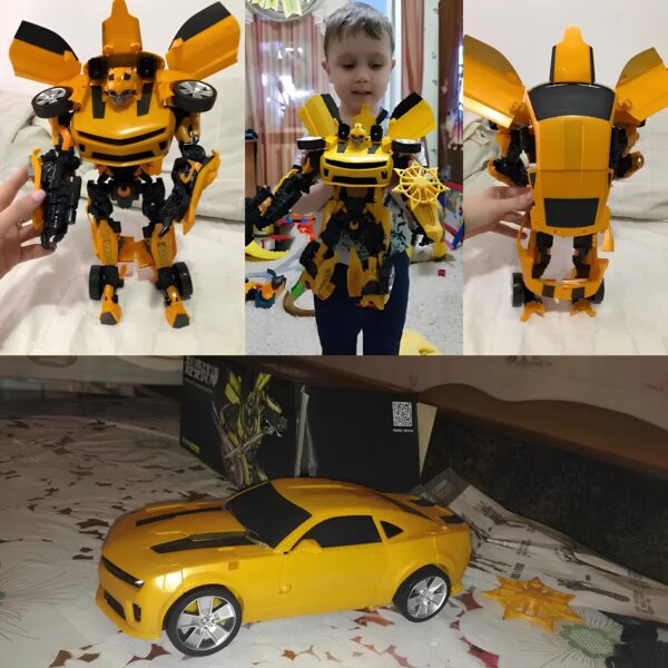 Robot samochód Auto Robót Żółty 2w1 42 cm transformująca się zabawka z dźwiękiem i światłem dla dzieci - obrazek 9
