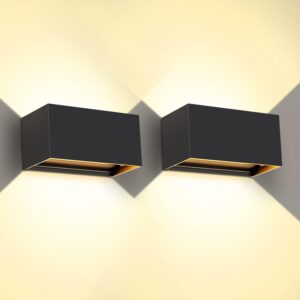 POWYSTAWOWY LED kinkiet Kingwen, 20 W, 3000 K, IP65, czarny, zestaw 2 szt.