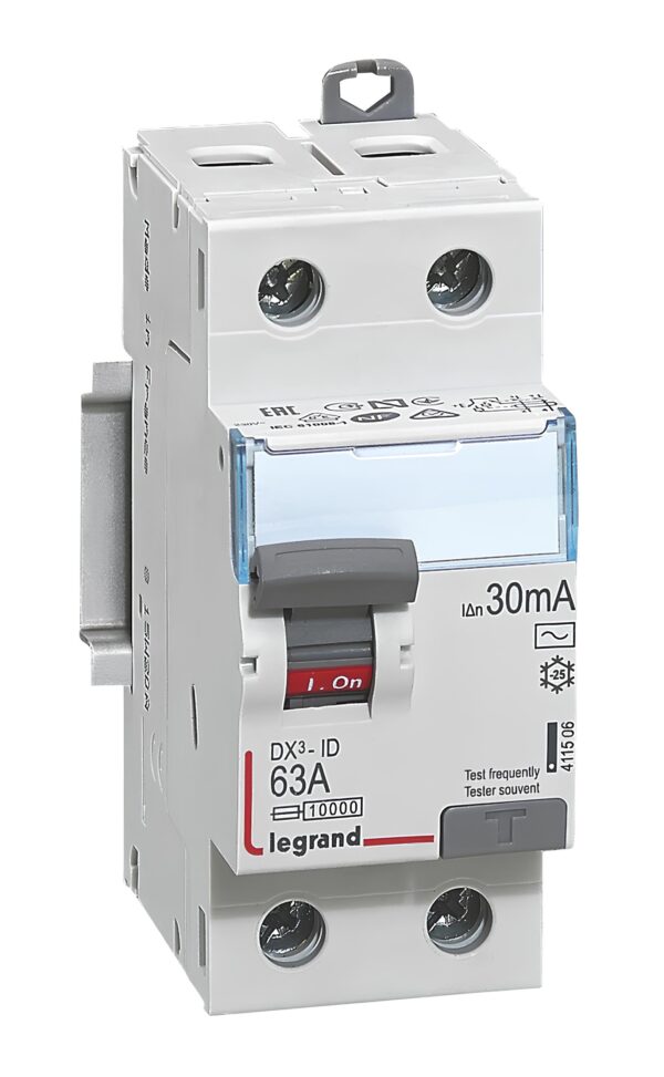 Wyłącznik różnicowy Legrand 63A AC 30mA 2P 2 moduły 411506 zabezpieczenie różnicowoprądowe do rozdzielni